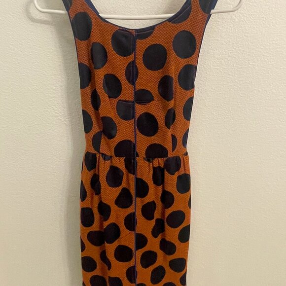 Maeve Anthropologie Fit & Flare Dress High Neck Open Back Cut Out Back Polka Dot - Picture 2 of 3